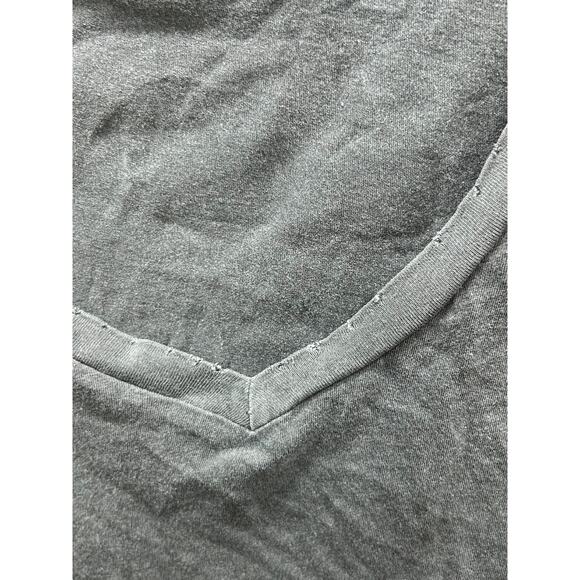 AMO Womens Cropped Top Deep V-Neck Short Sleeve Pullover Cotton Gray Size M - Picture 4 of 9